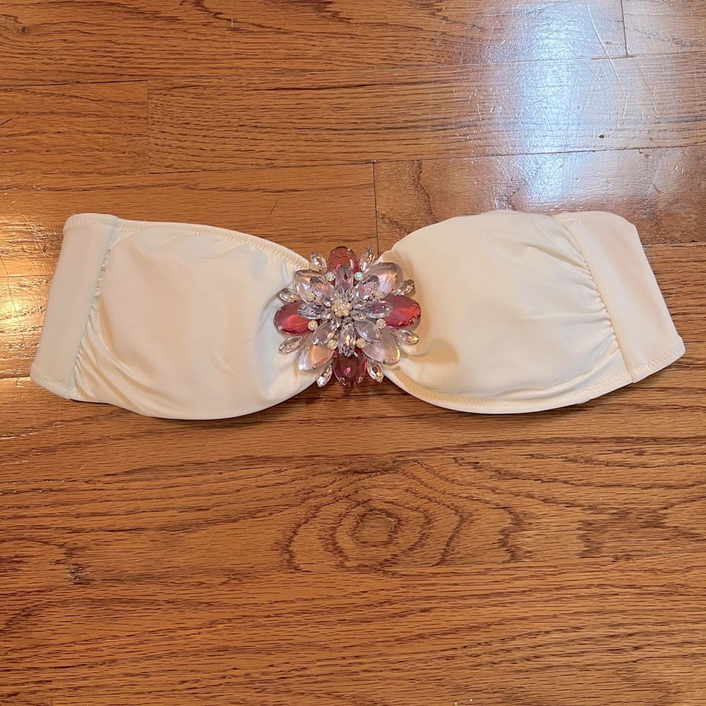 Victoria's Secret Cream Bikini Top with Jewel Accent